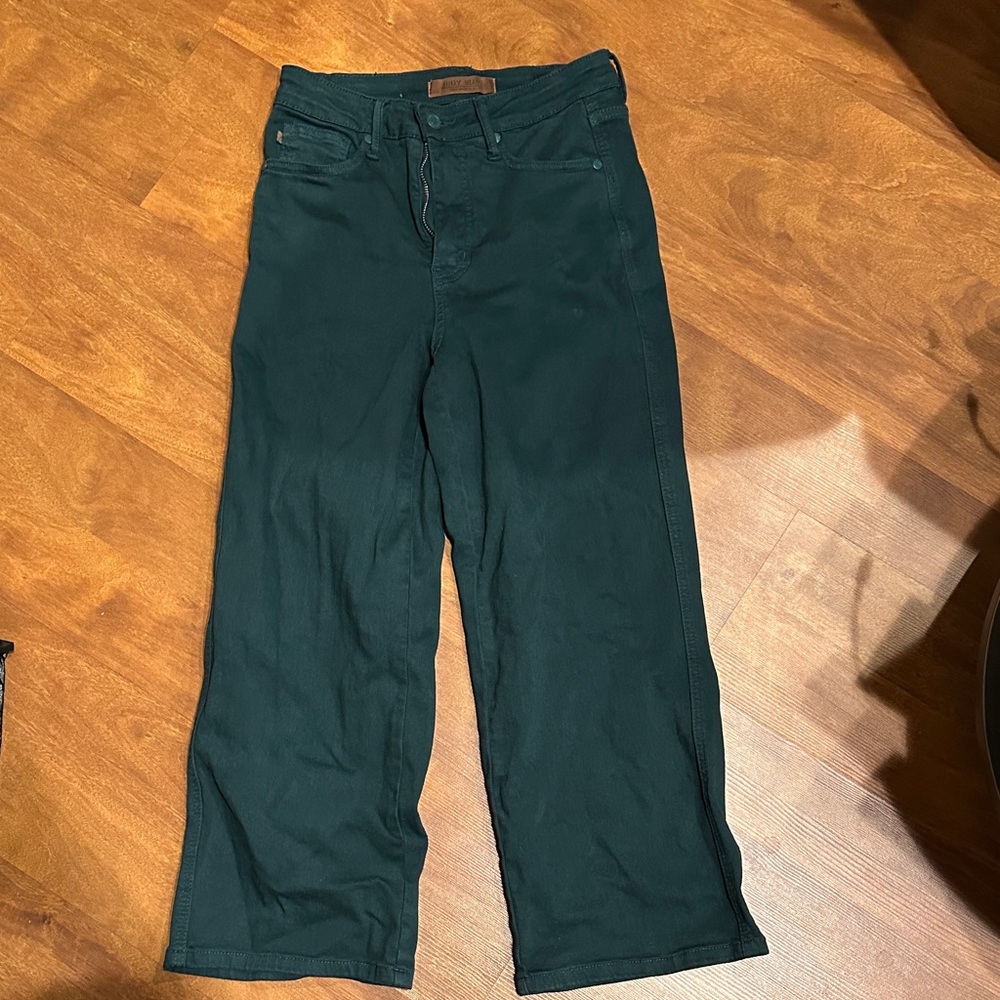 Judy Blue Teal Wide-Leg Trousers